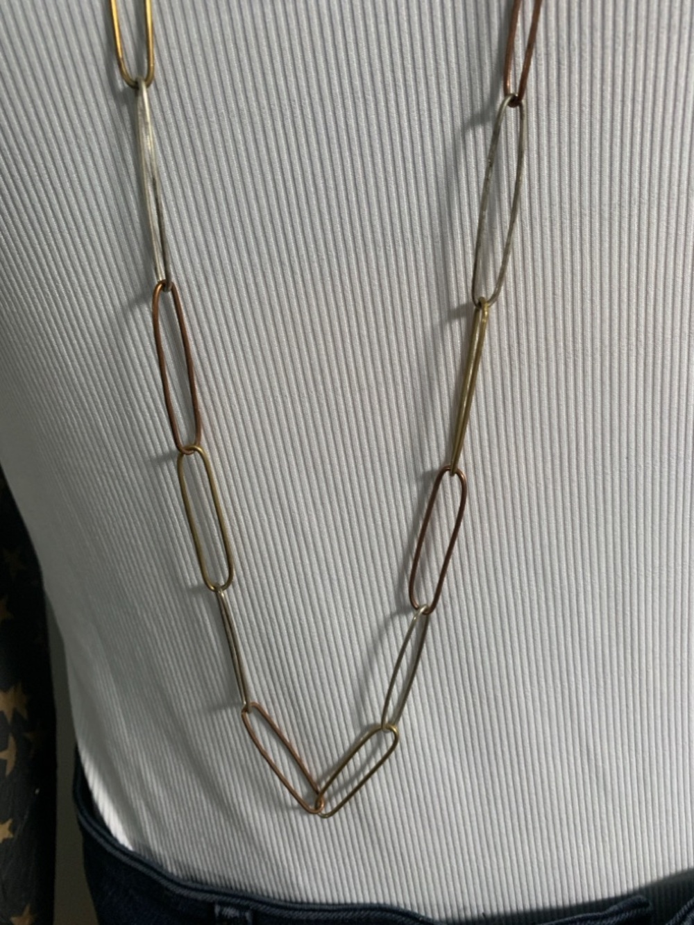 Tri-Tone Sterling Silver Paperclip Link Necklace - Stamped EILEEN KEWA